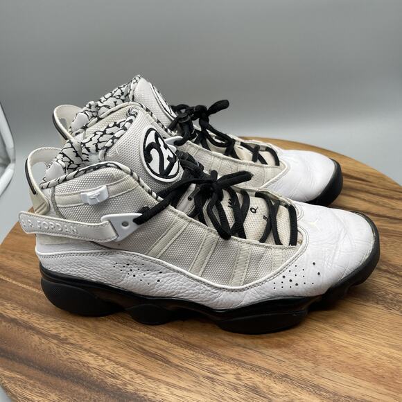 Nike Air Jordan 6 Rings Shoes Mens Size 9 White Black Motorsport Comfort Sneaker - Picture 1 of 10